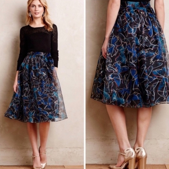 Anthropologie midi butterfly skirt - Picture 1 of 5